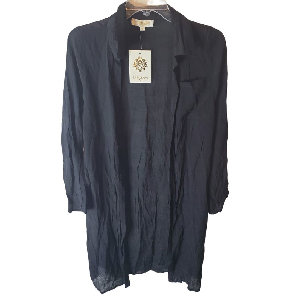 Rebellion Black Crepe Open Front Cardigan, NWT, XS